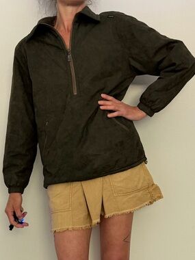 Skea Vintage Olive Green Pullover Jacket Women's Zip-Front Coat